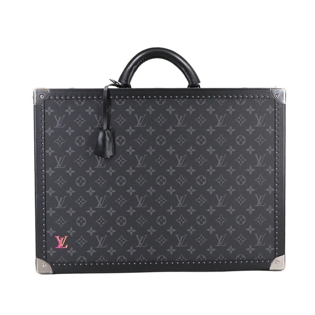 Louis Vuitton Monogram Eclipse Cotteville 50 Personal SPO Trunk Case Handbag Black Silver Hardware: --- Catalog ---Category: SizeWeight: 4.15kg / 9.14lb.Size (HxWxD): 37cm x 50cm x 14.5cm / 14.56'' x 19.68'' x 5.7''Handle Length: 22cm / 8.66''Category: DesignType: HandbagColor: Black, Monogram Eclip