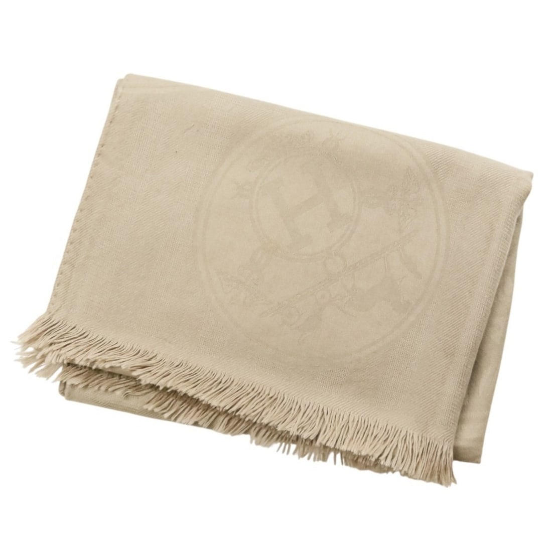 HERMES New Libris Fringe Stole, Greige, Women's: --- Catalog ---Category: SizeSize (LxW): 1.1m x 70cm / 43.3'' x 27.55''Category: DesignType: StoleGender: WomenCategory: GeneralBrand: Hermes--- Item List ---Section: ConditionRanking: Rank AB Used -