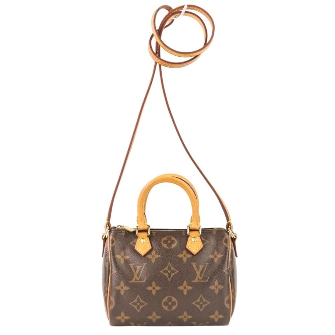 LOUIS VUITTON Nano Speedy Monogram Shoulder Pouch Mini Bag M61252 Brown Women's: --- Catalog ---Category: SizeSize (HxWxD): 12.5cm x 15.5cm x 8.5cm / 4.92'' x 6.1'' x 3.34''Strap Length: 120.5cm / 47.44''Handle Length: 18.5cm / 7.28''Category: DesignType: PouchColor: BrownGender: