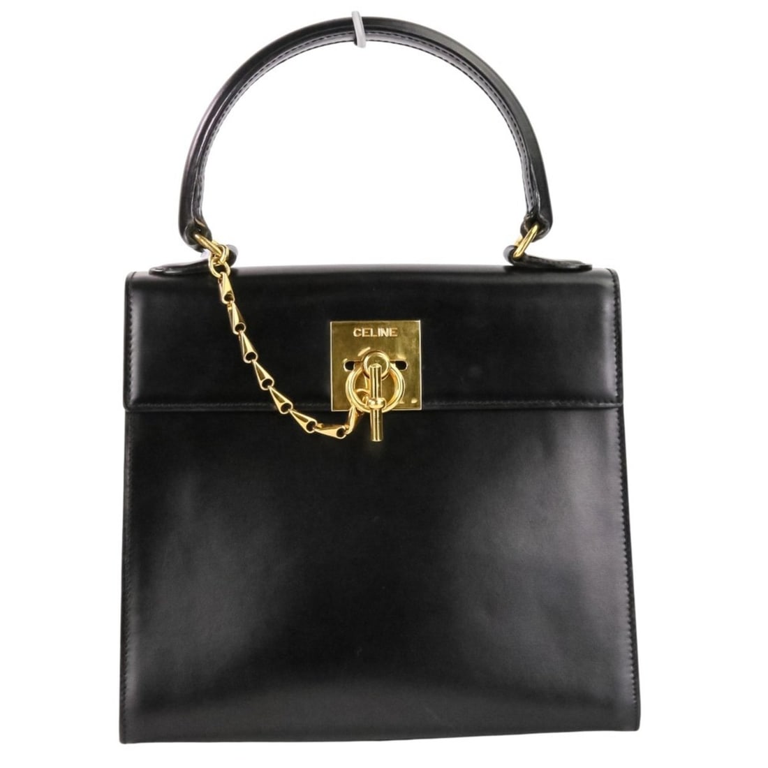 CELINE Celine Leather Chain Lock Handbag 2-way Shoulder Bag Black Women's: --- Catalog ---Category: SizeSize (HxWxD): 21cm x 23.5cm x 7.5cm / 8.26'' x 9.25'' x 2.95''Strap Length: 116cm / 45.66''Handle Length: 30cm / 11.81''Category: DesignType: HandbagColor: BlackGender: Wo