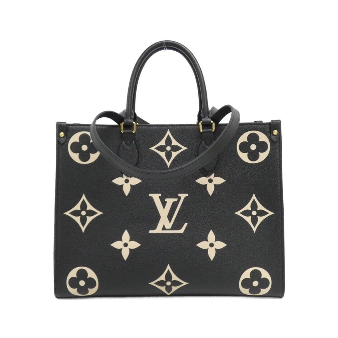 Louis Vuitton Bicolor Monogram Empreinte OnTheGo MM M45495 Handbag: --- Catalog ---Category: SizeSize (HxWxD): 26cm x 34cm x 14cm / 10.23'' x 13.38'' x 5.51''Category: DesignType: HandbagColor: Beige, BlackGender: Men,WomenMaterial: Leather Hardware Color: