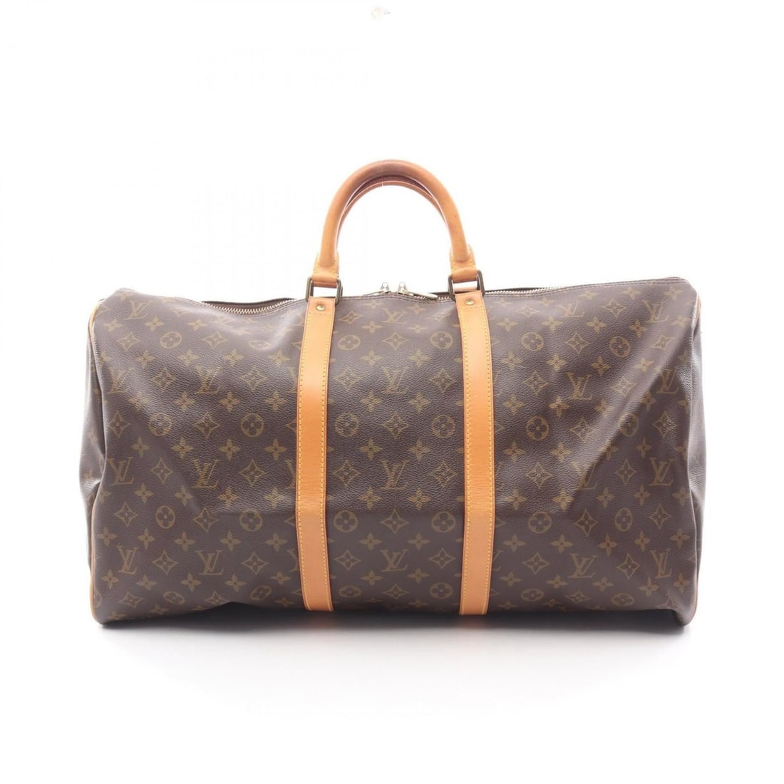 Louis Vuitton Keepall 55 Boston Bag Handbag, Coated Canvas and Leather, Monogram Pattern, Men's: --- Catalog ---Category: SizeSize (HxWxD): 30cm x 56cm x 25cm / 11.81'' x 22.04'' x 9.84''Category: DesignType: Boston bag, HandbagColor: Brown, MonogramGender: Men,WomenMaterial: Coated canvas ,