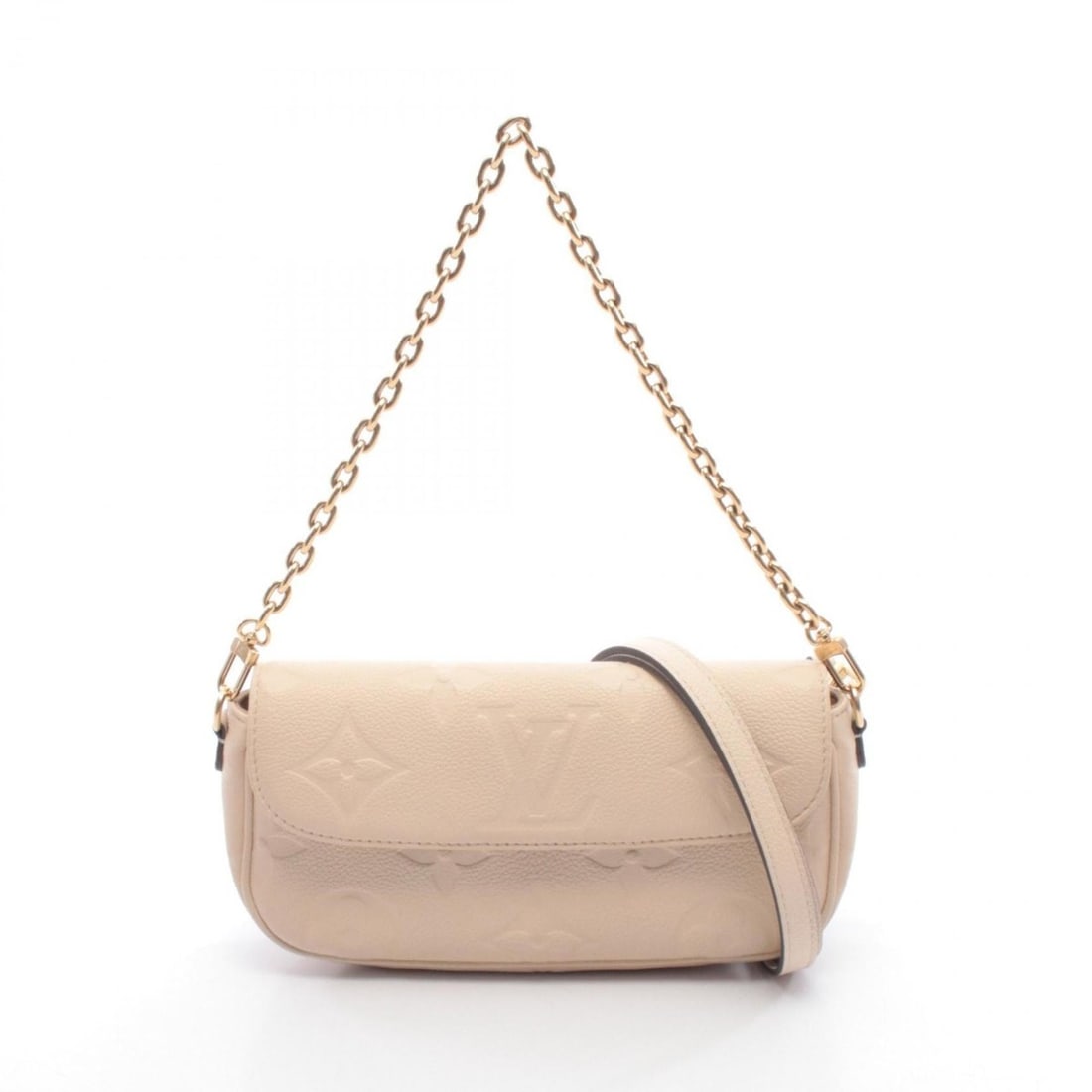 Louis Vuitton Wallet on Chain Ivy Handbag, Leather, Monogram Empreinte, Women's, Beige, M82210 (1 of 15)