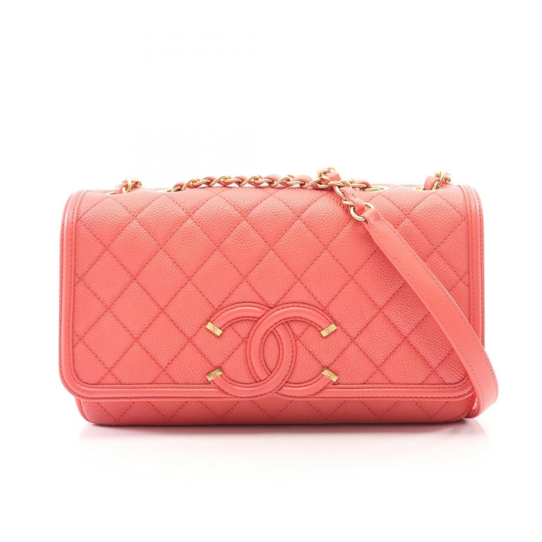 Chanel CC Filigree Matelassé Shoulder Bag/Handbag, Leather, Grained Calf Women's, Pink: --- Catalog ---Category: SizeSize (HxWxD): 16cm x 25cm x 6cm / 6.29'' x 9.84'' x 2.36''Category: DesignType: Handbag, Shoulder bagColor: PinkGender: WomenMaterial: Leather Category: GeneralBrand: Chan