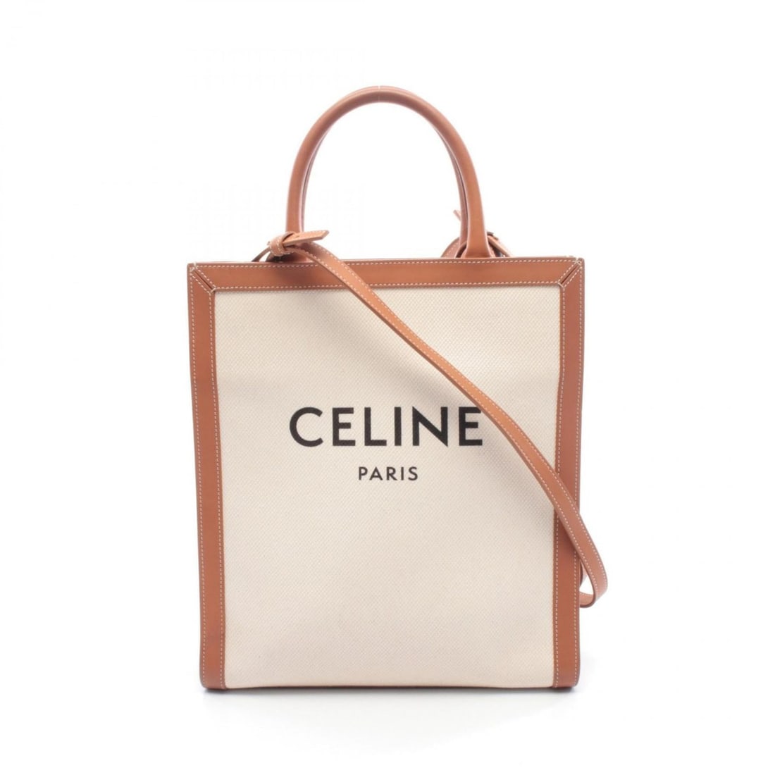 Celine Small Vertical Cabas Tote Bag Handbag, Canvas and Leather, Women's, Ivory/Brown: --- Catalog ---Category: SizeSize (HxWxD): 32cm x 28cm x 7.5cm / 12.59'' x 11.02'' x 2.95''Category: DesignType: Handbag, Tote bagColor: Brown, IvoryGender: WomenMaterial: Canvas , Leather Category: G