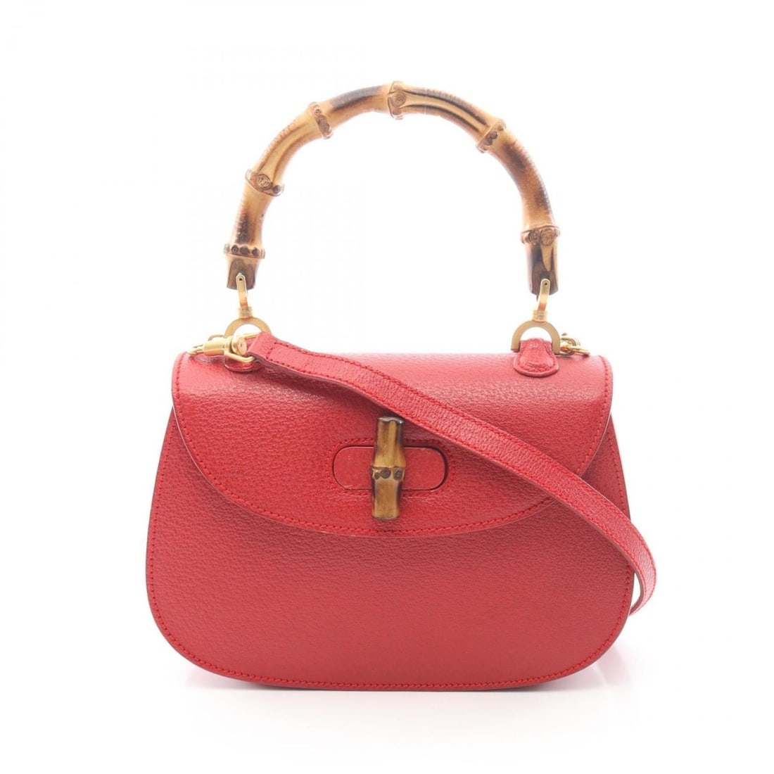 Gucci Bamboo Handbag, Leather, Women's, Red, 001 10140 188: --- Catalog ---Category: SizeSize (HxWxD): 15cm x 21cm x 5cm / 5.9'' x 8.26'' x 1.96''Category: DesignType: HandbagColor: Red colorGender: WomenMaterial: Leather Category: GeneralMPN: 001 10140 188Bra