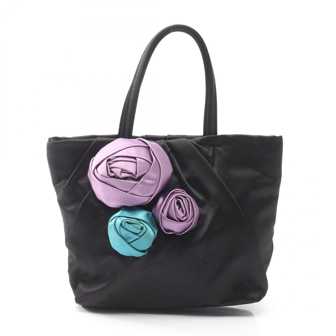 Prada RASO ROSE Handbag, Fabric, Women's, Black (BN1660): --- Catalog ---Category: SizeSize (HxWxD): 19cm x 20cm x 8cm / 7.48'' x 7.87'' x 3.14''Category: DesignType: HandbagColor: BlackGender: WomenMaterial: Fabric Category: GeneralMPN: BN1660Brand: Prada--