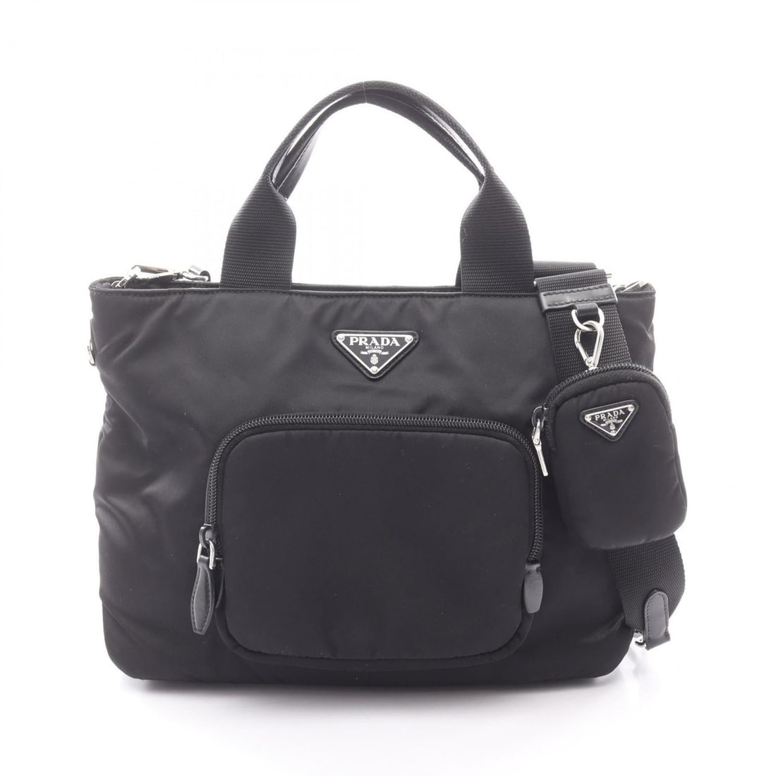 Prada handbag, nylon and leather, women's, black, 1BG354: --- Catalog ---Category: SizeSize (HxWxD): 22cm x 30cm x 12.5cm / 8.66'' x 11.81'' x 4.92''Category: DesignType: HandbagColor: BlackGender: WomenMaterial: Nylon , Leather Category: GeneralMPN: 1BG354B