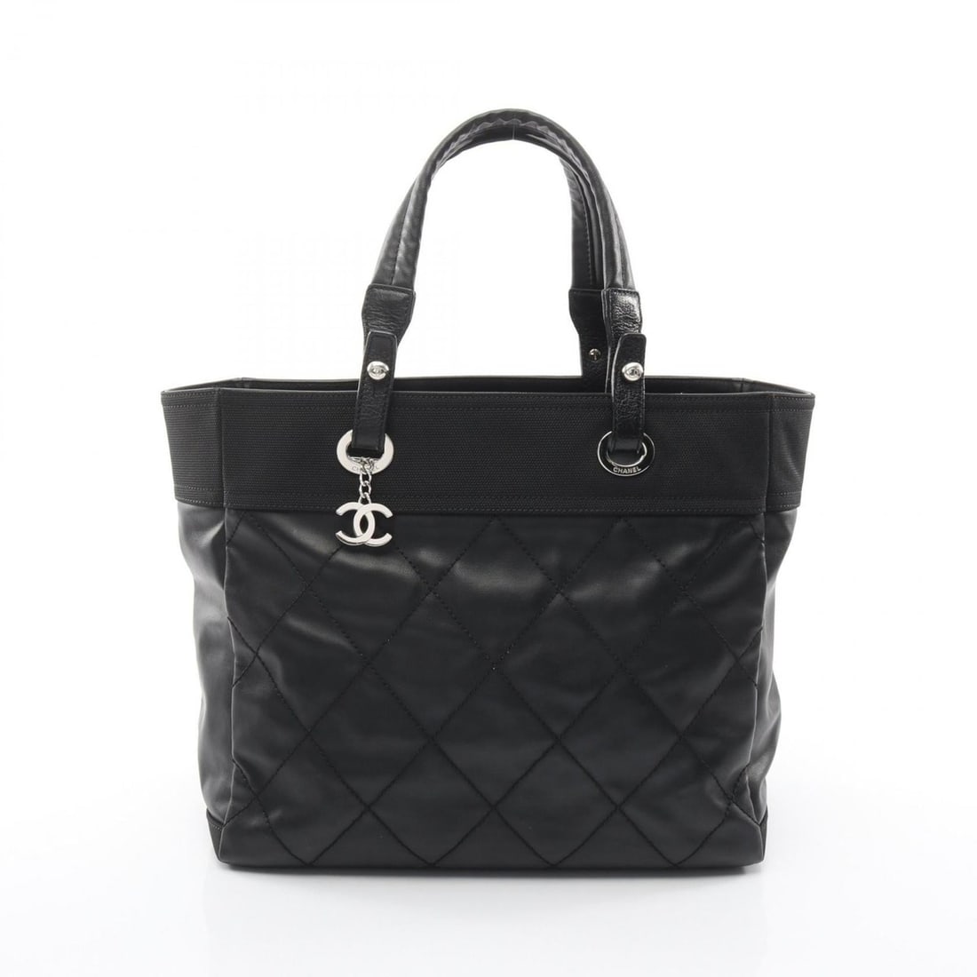 Chanel Paris Biarritz GM Tote Bag Handbag, Coated Canvas Leather, Women's, Black: --- Catalog ---Category: SizeSize (HxWxD): 30cm x 34cm x 14.5cm / 11.81'' x 13.38'' x 5.7''Category: DesignType: Handbag, Tote bagColor: BlackGender: WomenMaterial: Coated canvas , Leather Category: G