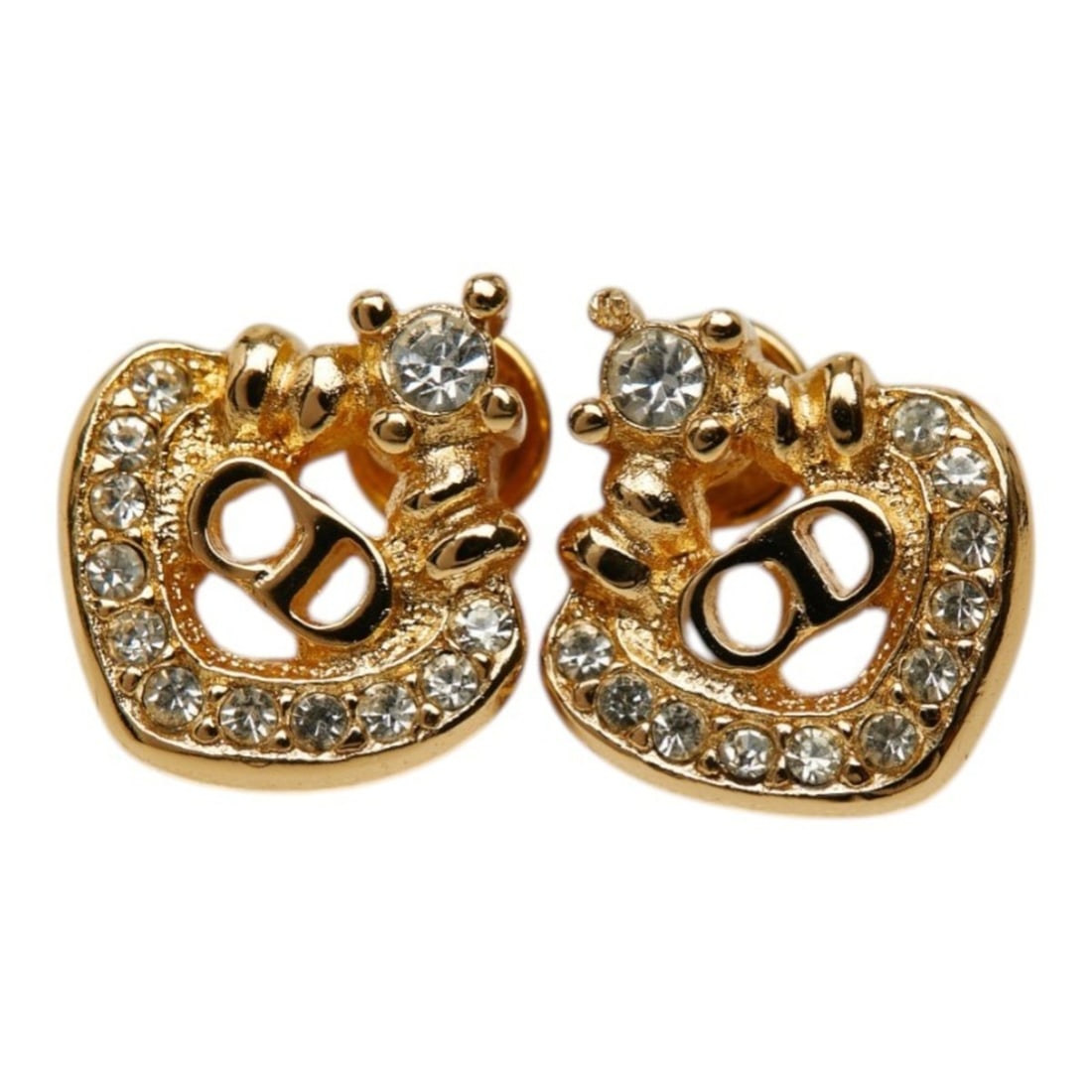 Dior CD Logo Heart Stud Earrings, Gold Plated Rhinestones, Women's: --- Catalog ---Category: SizeSize (HxWxD): 15.30mm x 13.50mm / 0.60'' x 0.53''Category: DesignType: Stud earringsColor: GoldGender: WomenMaterial: RhinestoneCategory: GeneralBrand: Christian Dior--- I