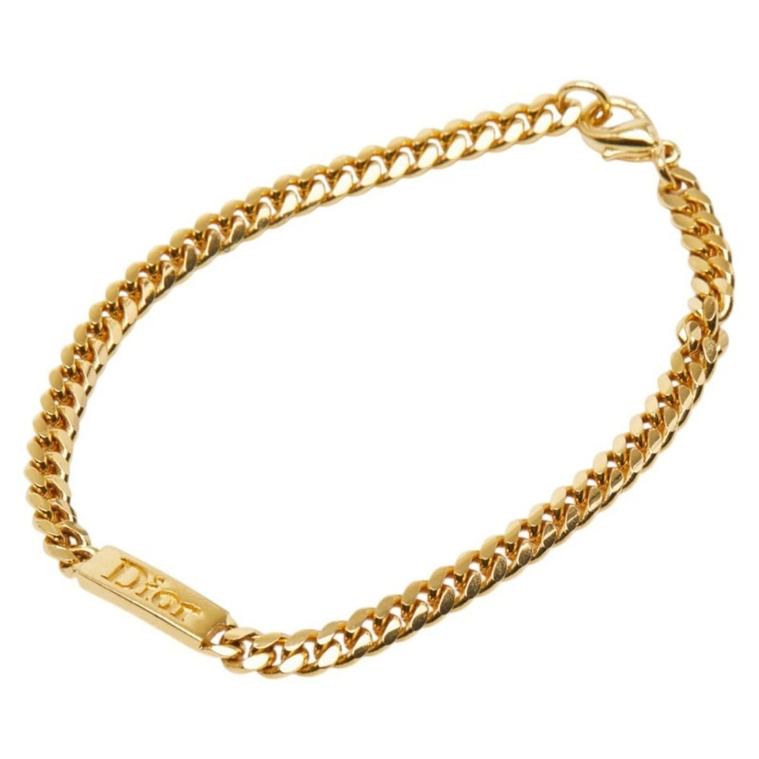 Christian Dior Dior Logo Chain Bracelet, Gold Plated, Women's: --- Catalog ---Category: SizeLength: 18cm / 7.08''Category: DesignType: Charm braceletColor: GoldGender: WomenCategory: GeneralBrand: Christian Dior--- Item List ---Section: ConditionRanking: Rank A U