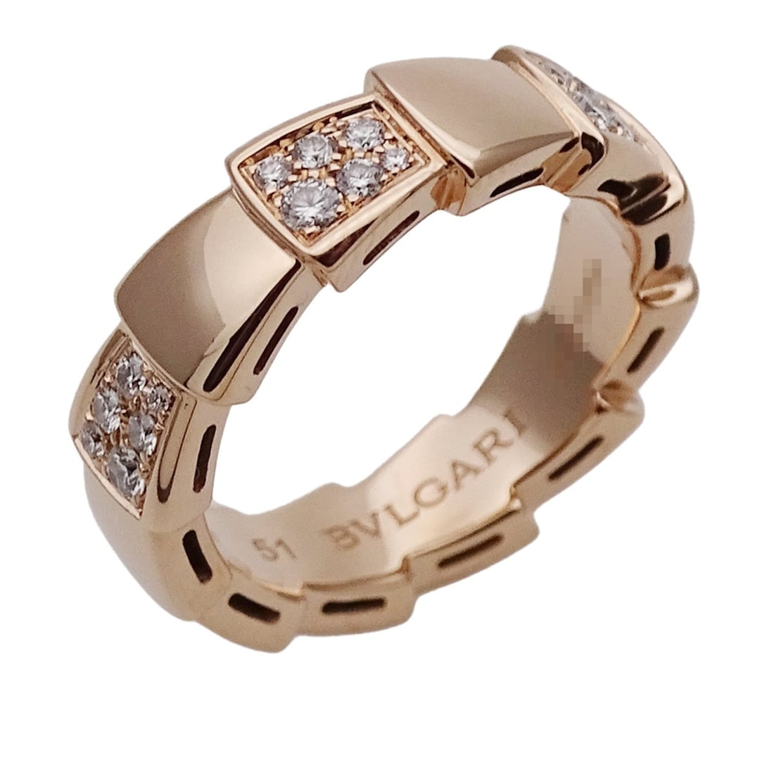 BVLGARI ring for women and men, brand name ring, 750PG diamond, Serpenti Viper pink gold, size #51: --- Catalog ---Category: SizeWidth: 5.5mm / 0.22''Weight: 7.1g / 0.25oz.JP Size: 11US Size: 6Category: DesignType: Band ringColor: Pink goldStone: DiamondGender: Men,WomenMaterial: Pink gold