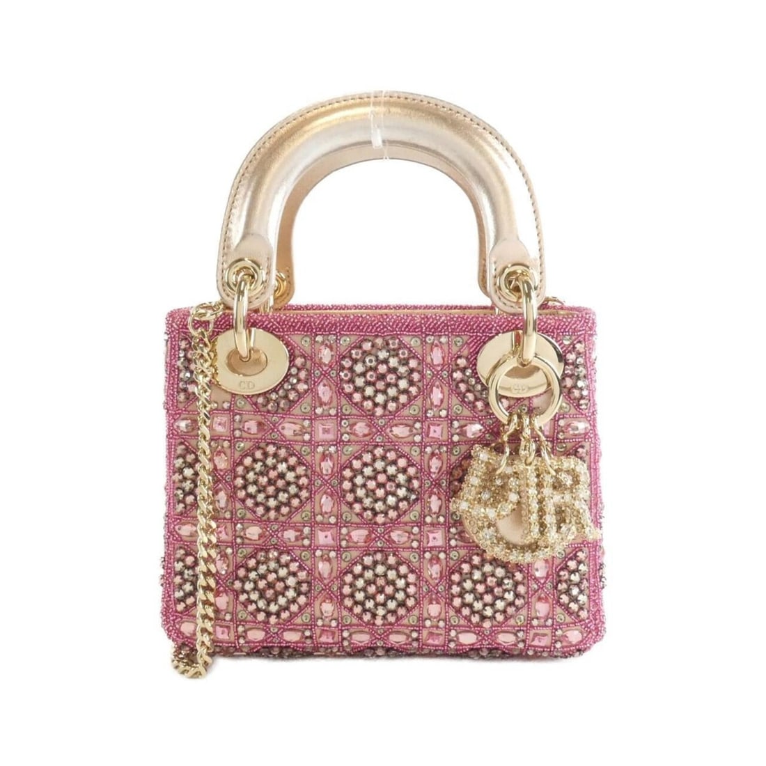 Christian Dior Lady Mini M0505ORHR Handbag: --- Catalog ---Category: SizeSize (HxWxD): 14cm x 17cm x 7cm / 5.51'' x 6.69'' x 2.75''Category: DesignType: HandbagColor: PinkGender: WomenMaterial: Satin , Leather Leather/Fur Type: