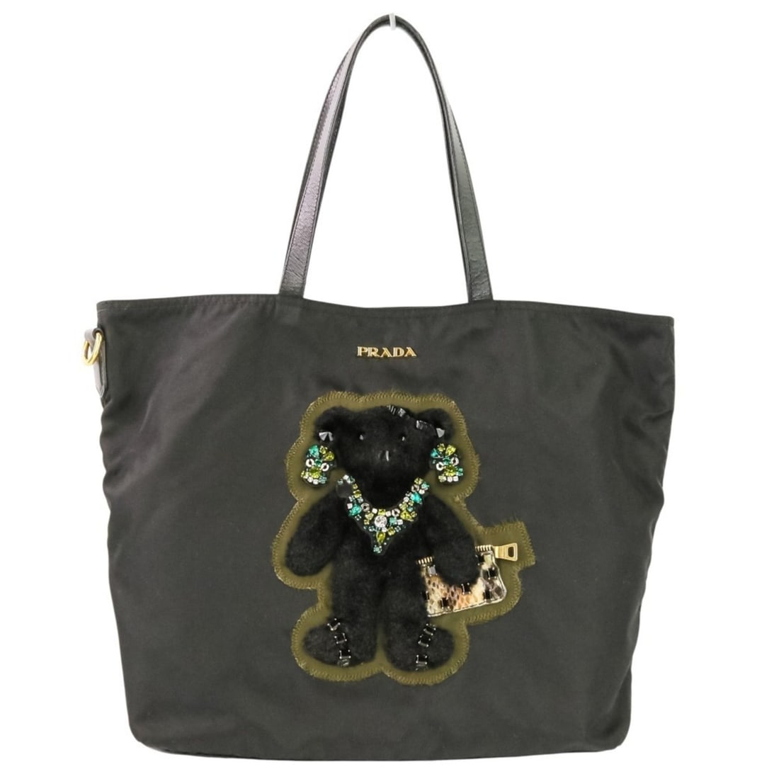 PRADA Prada Bijou Teddy Bear Nylon Tote Bag Black Women's: --- Catalog ---Category: SizeSize (HxWxD): 30cm x 42cm x 10cm / 11.81'' x 16.53'' x 3.93''Handle Length: 44cm / 17.32''Category: DesignType: Tote bagColor: BlackGender: WomenMaterial: Nylon Category: