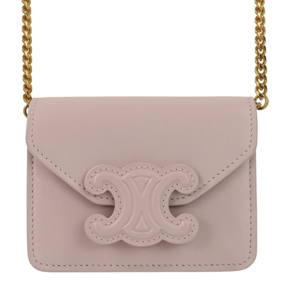 CELINE Triomphe Chain Card Holder Mini Shoulder Bag S-BB-4292 Light Pink Women's: --- Catalog ---Category: SizeSize (HxWxD): 8cm x 10.5cm x 3.5cm / 3.14'' x 4.13'' x 1.37''Strap Length: 106cm / 41.73''Category: DesignType: Shoulder bagColor: Light pinkGender: WomenMaterial: