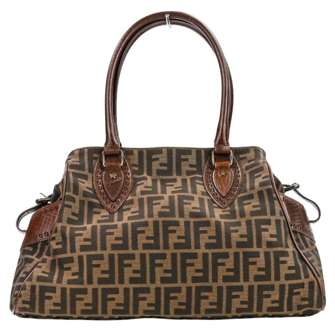 FENDI Etnico Zucca Canvas Handbag 8BN162 Brown Women's: --- Catalog ---Category: SizeSize (HxWxD): 25cm x 40.5cm x 16cm / 9.84'' x 15.94'' x 6.29''Handle Length: 49cm / 19.29''Category: DesignType: HandbagColor: BrownGender: WomenMaterial: Canvas ,