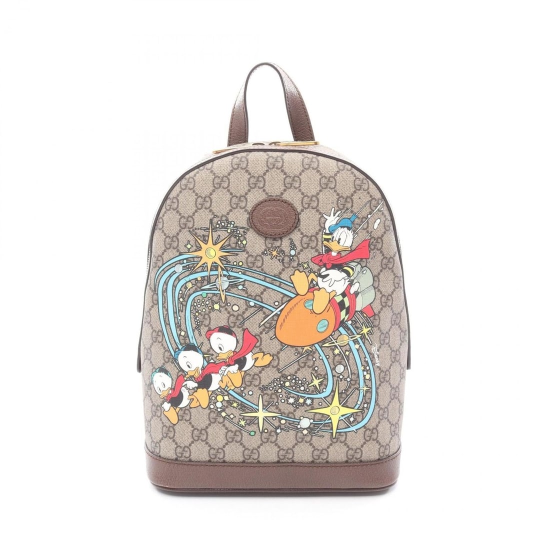 Gucci x Disney Donald Duck GG Supreme Backpack/Handbag, Coated Canvas and Leather, Women's, Beige,: --- Catalog ---Category: SizeSize (HxWxD): 29cm x 22cm x 10cm / 11.41'' x 8.66'' x 3.93''Strap Length: 48cm - 86cm / 18.89'' - 33.85''Category: DesignType: Backpack, HandbagColor: Beige, Brown, Multi-