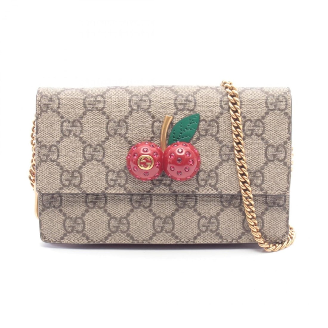 Gucci Cherry GG Supreme Canvas Mini Bag, Shoulder Handbag, Coated Canvas, Leather, Women's, Beige,: --- Catalog ---Category: SizeSize (HxWxD): 10cm x 16.5cm x 3cm / 3.93'' x 6.49'' x 1.18''Strap Length: 123cm / 48.42''Category: DesignType: Handbag, Shoulder bagColor: Beige, Multi-color, Red colorGen