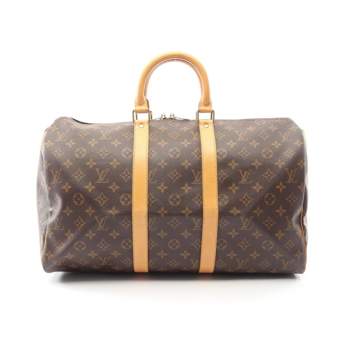 Louis Vuitton Keepall 45 Boston Bag Handbag, Coated Canvas and Leather, Monogram Pattern, Men's: --- Catalog ---Category: SizeSize (HxWxD): 26cm x 46cm x 20cm / 10.23'' x 18.11'' x 7.87''Handle Length: 33cm / 12.99''Category: DesignType: Boston bag, HandbagColor: BrownGender: Men,WomenMaterial: C