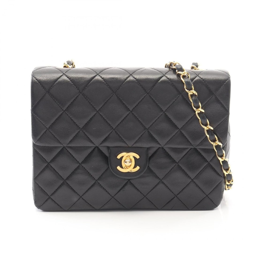 Chanel Mini Matelassé 20 Shoulder Bag/Handbag, Lambskin Leather, Women's, Black (A01163) (1 of 12)