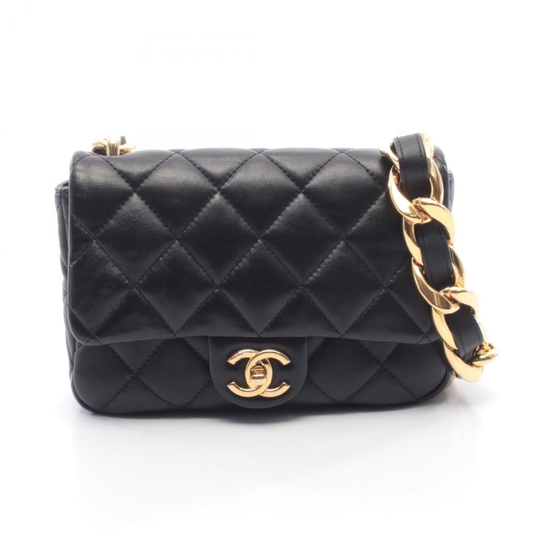 Chanel Matelassé Small Flap Bag, Shoulder Handbag, Lambskin Leather, Women's, Black (AS3214) (1 of 15)