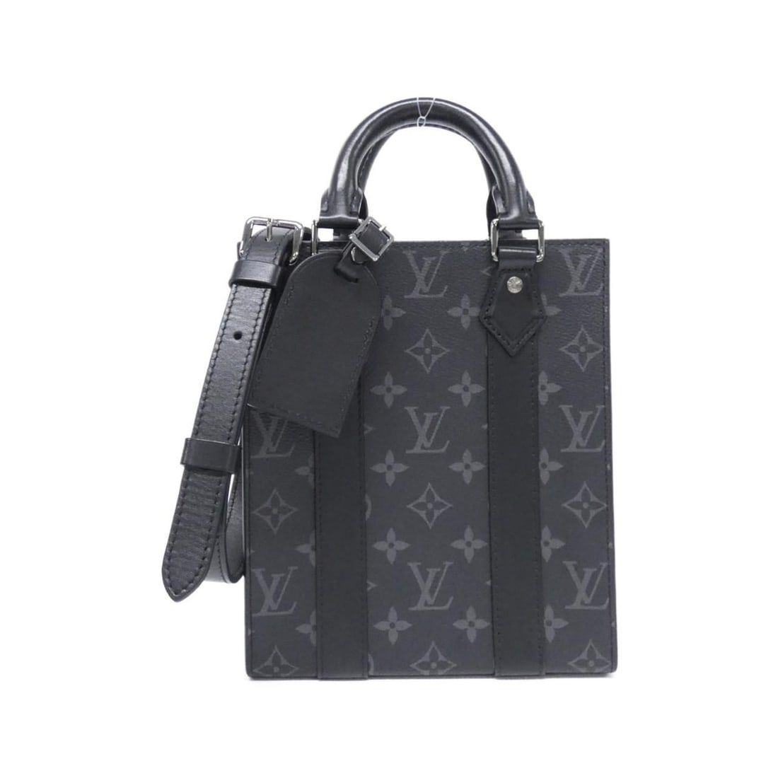 Louis Vuitton Monogram Eclipse Sac Plat MINI M46453 Handbag: --- Catalog ---Category: SizeSize (HxWxD): 22cm x 19cm x 7cm / 8.66'' x 7.48'' x 2.75''Category: DesignType: HandbagColor: BlackGender: Men,WomenMaterial: Coated canvas Hardware Color: SilverCategory: