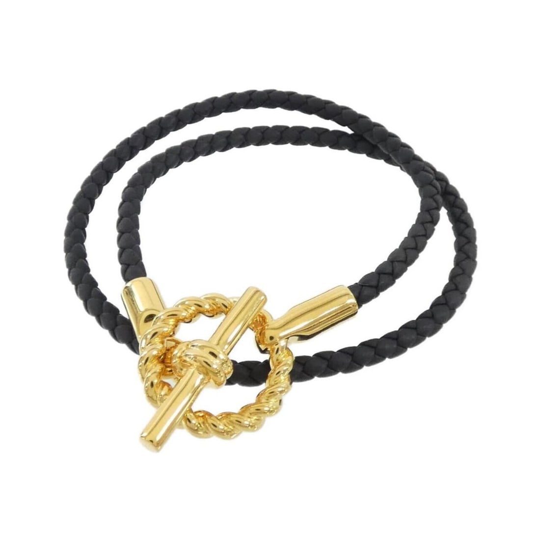 Hermes Glenan Godronne Double Tour 100125F Bracelet: --- Catalog ---Category: SizeLength: 15.5cm / 6.1''Category: DesignType: Charm braceletColor: Black, GoldGender: Men,WomenMaterial: Swift leatherCategory: GeneralMPN: 100125FBrand: Hermes--- Item List