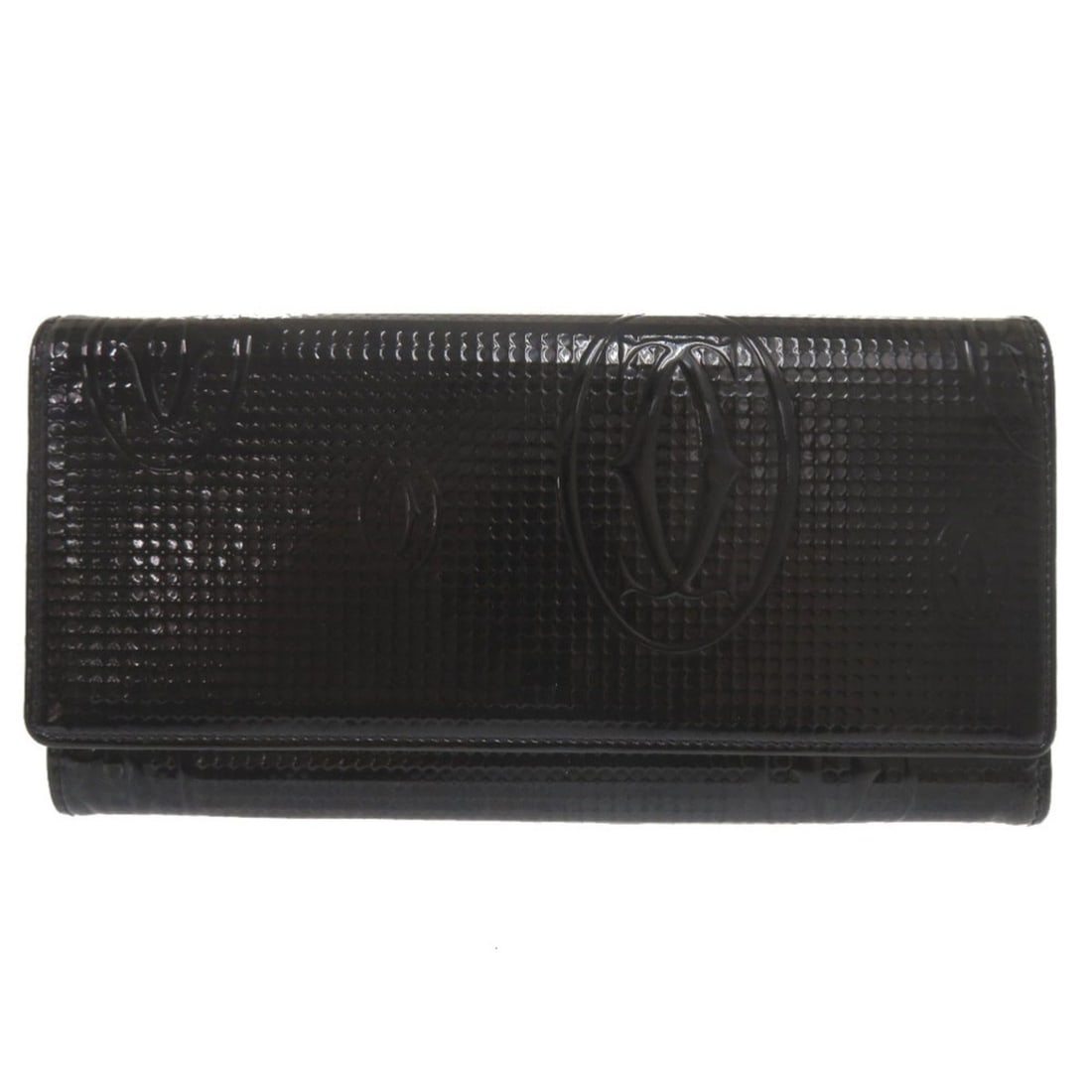 Cartier Happy Birthday Patent Leather Black Long Wallet 0024CARTIER: --- Catalog ---Category: SizeSize (HxWxD): 10cm x 19cm / 3.93'' x 7.48''Category: DesignType: Long wallet (bi-fold)Color: BlackGender: WomenMaterial: Patent leather Category: GeneralLine: Happy Birthd