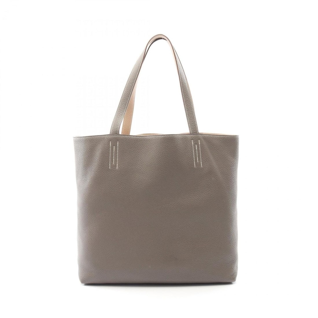 Hermes Double Sens 45 Tote Bag Handbag Leather Taurillon Clemence Women's Gray/Beige (1 of 10)