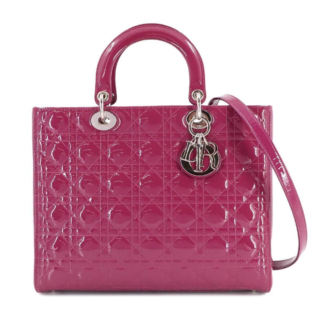 Christian Dior Cannage Lady Large 2-way Hand/Shoulder Handbag, Enamel Pink VRB44561 Bag: --- Catalog ---Category: SizeWeight: 1.08kg / 2.38lb.Strap Drop: 1cm / 0.39''Size (HxWxD): 25.5cm x 32cm x 12cm / 10.03'' x 12.59'' x 4.72''Strap Length: 91cm / 35.82''Handle Length: 30cm /