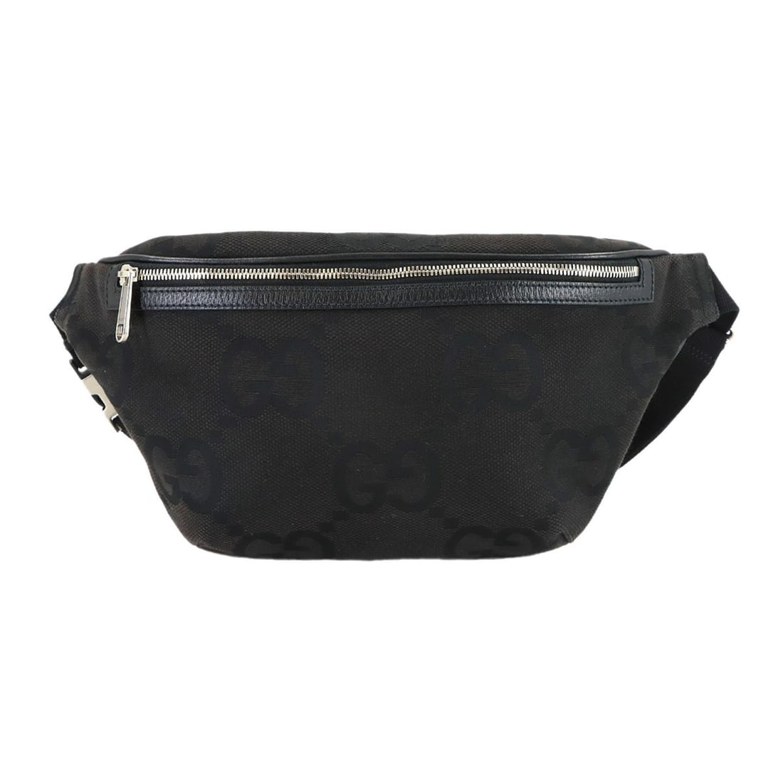 Gucci Jumbo GG Belt Bag, Body Waist Pouch, Canvas and Leather, Black, 696031, Silver Hardware: --- Catalog ---Category: SizeWeight: 335g / 11.81oz.Size (HxWxD): 18cm x 38cm x 5.5cm / 7.08'' x 14.96'' x 2.16''Strap Length: 103cm / 40.55''Category: DesignType: Fanny pack, Sling bagColor: