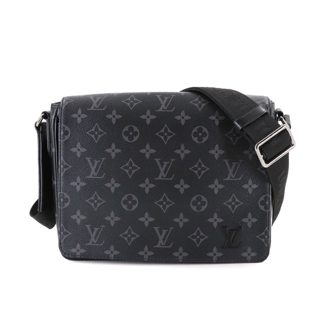 Louis Vuitton LOUIS VUITTON Monogram Eclipse District PM NV3 Shoulder Handbag Black M46255 RFID: --- Catalog ---Category: SizeWeight: 710g / 1.56lb.Size (HxWxD): 21cm x 25.5cm x 6.5cm / 8.26'' x 10.03'' x 2.55''Strap Length: 126cm / 49.6''Category: DesignType: Handbag, Shoulder bagColor: Black,