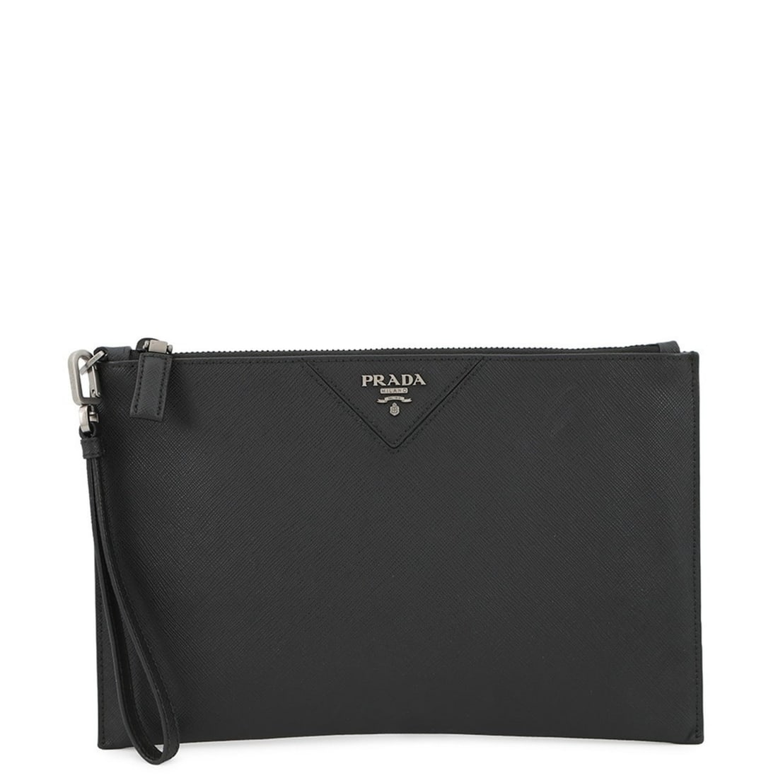 Prada clutch bag, Saffiano leather, 2NH05V, PRADA handbag, pouch, black,: --- Catalog ---Category: SizeSize (HxWxD): 17.5cm x 27.5cm x 1cm / 6.88'' x 10.82'' x 0.39''Category: DesignType: Clutch bag, Handbag, PouchColor: BlackGender: WomenMaterial: Leather Category: General
