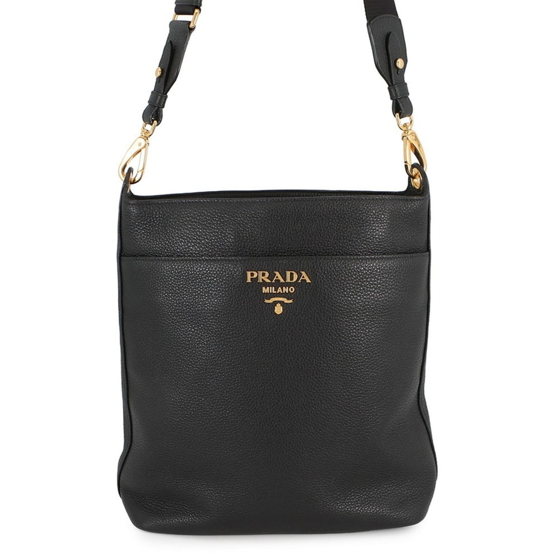 Prada Shoulder Bag, Calf Leather, 1BE066, PRADA, Black, Handbag, PRADA (1 of 15)