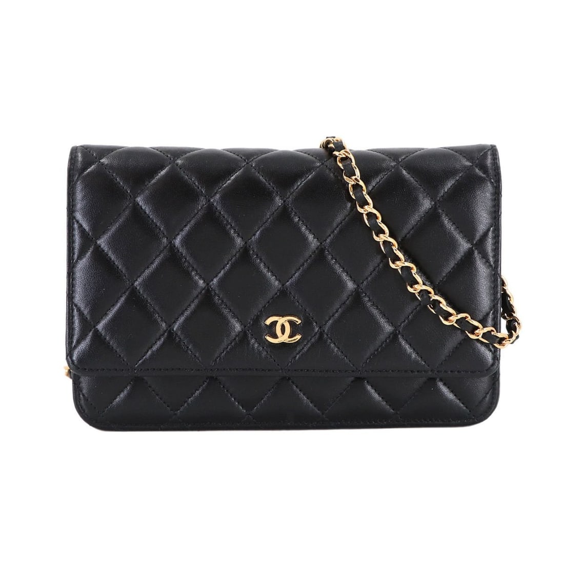 Chanel Matelassé Classic Chain Wallet, Long Lambskin, Black, AP0250, Gold Hardware.: --- Catalog ---Category: SizeWeight: 380g / 13.4oz.Size (HxWxD): 12cm x 19cm x 3cm / 4.72'' x 7.48'' x 1.18''Strap / Chain Length: 1.31m / 51.57''Category: DesignType: Chain/Shoulder walletColor: Blac
