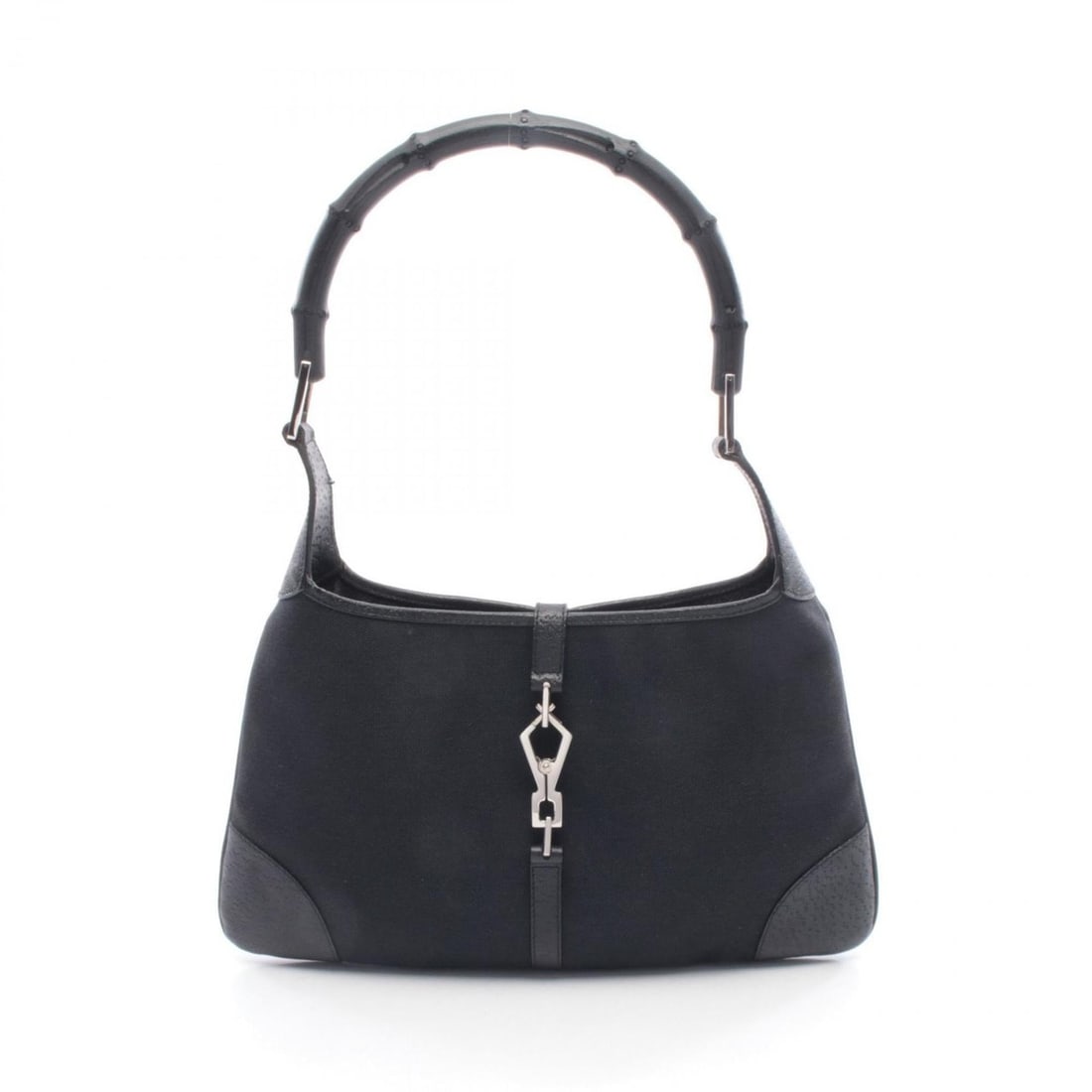 Gucci Bamboo Jackie Shoulder Bag/Handbag, Canvas and Leather, Women's, Black, 001-4060: --- Catalog ---Category: SizeSize (HxWxD): 20cm x 33cm x 1.5cm / 7.87'' x 12.99'' x 0.59''Strap Length: 42cm / 16.53''Category: DesignType: Handbag, Shoulder bagColor: BlackGender: WomenMaterial: Canv