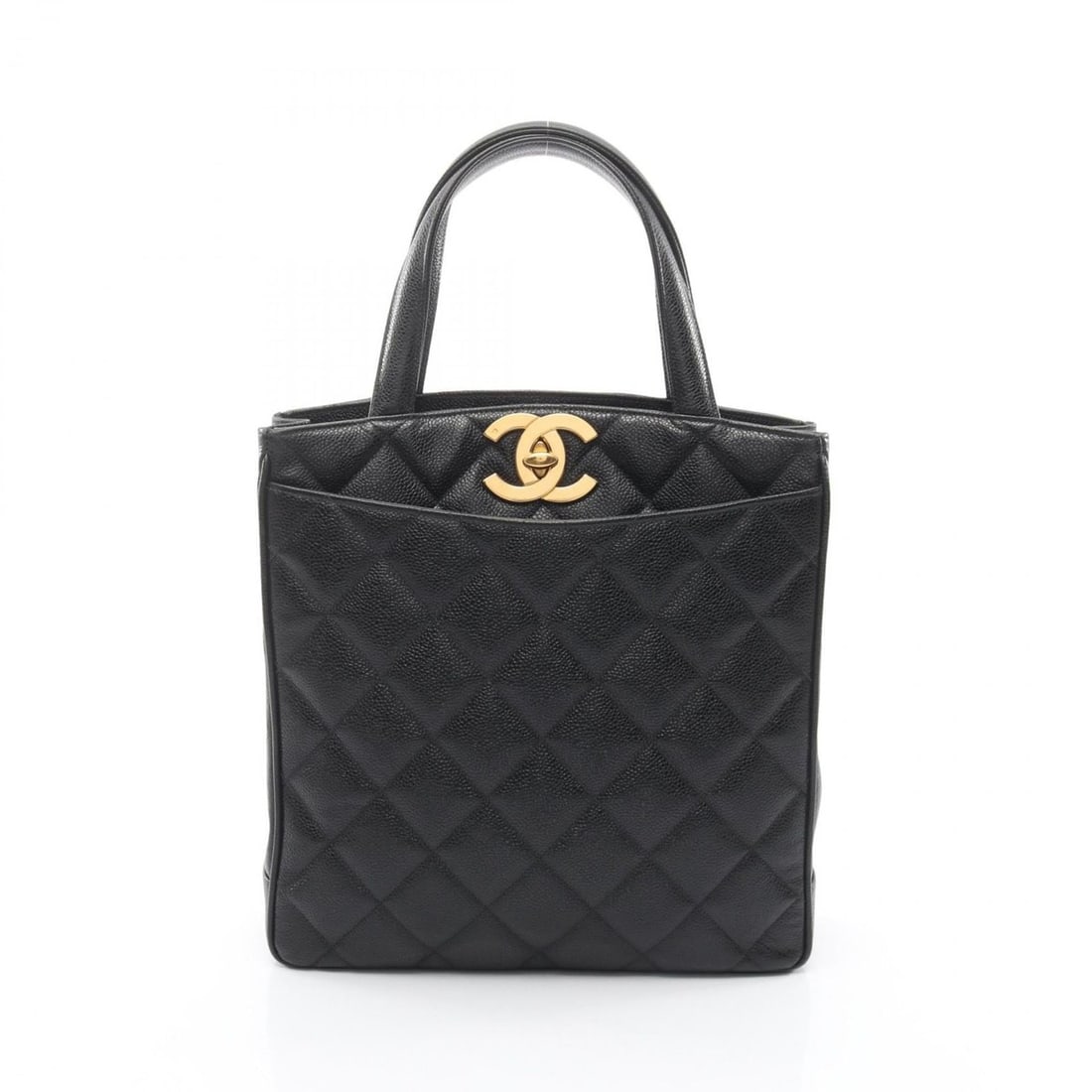 Chanel Matelassé Tote Bag Handbag, Leather, Calfskin (Cowhide), Women's, Black (1 of 13)