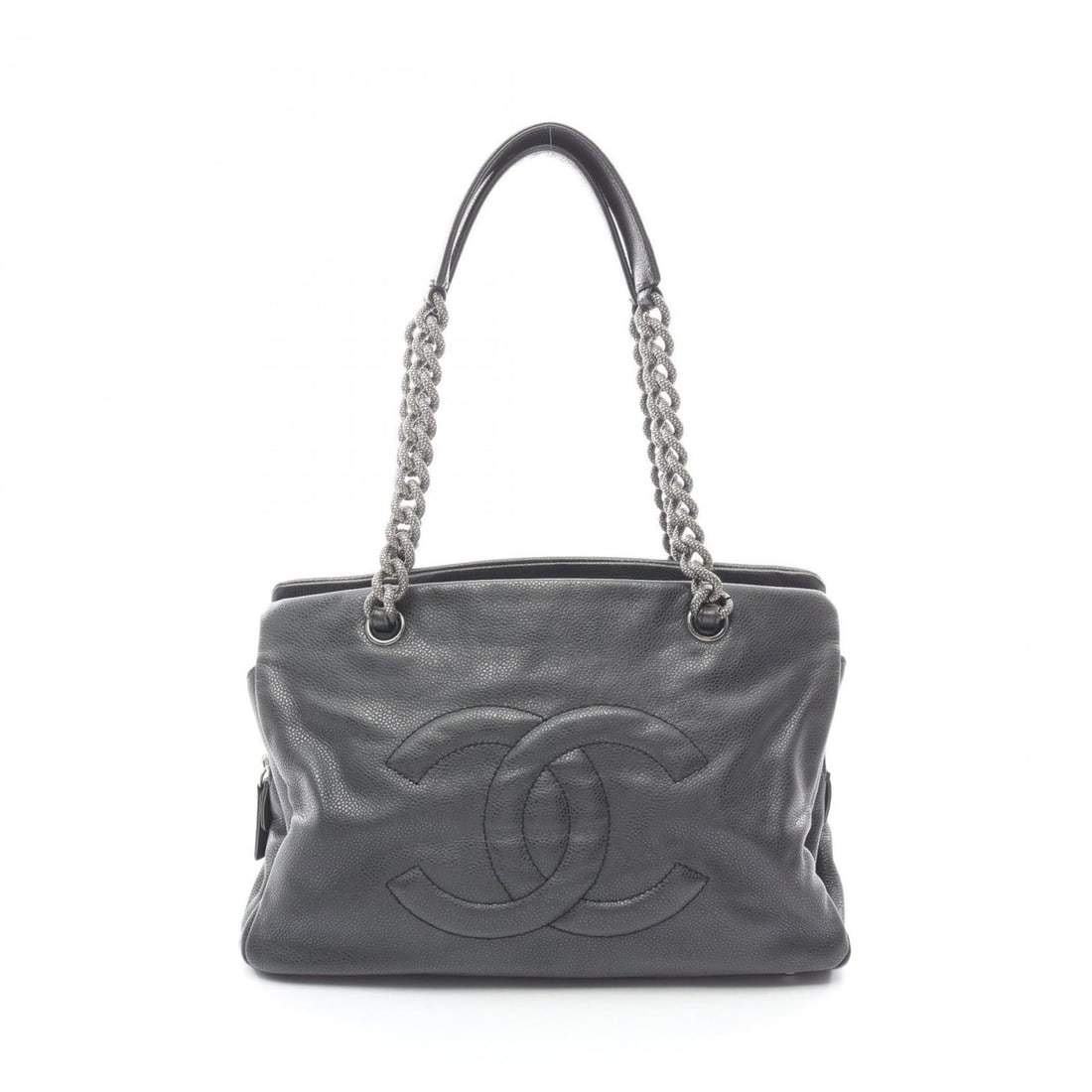 Chanel Coco Mark Shoulder Bag/Handbag, Leather, Calfskin (Cowhide), Women's, Gray: --- Catalog ---Category: SizeSize (HxWxD): 21cm x 31cm x 11cm / 8.26'' x 12.2'' x 4.33''Category: DesignType: Shoulder bagColor: GrayGender: WomenMaterial: Leather Category: GeneralBrand: Chanel--- It