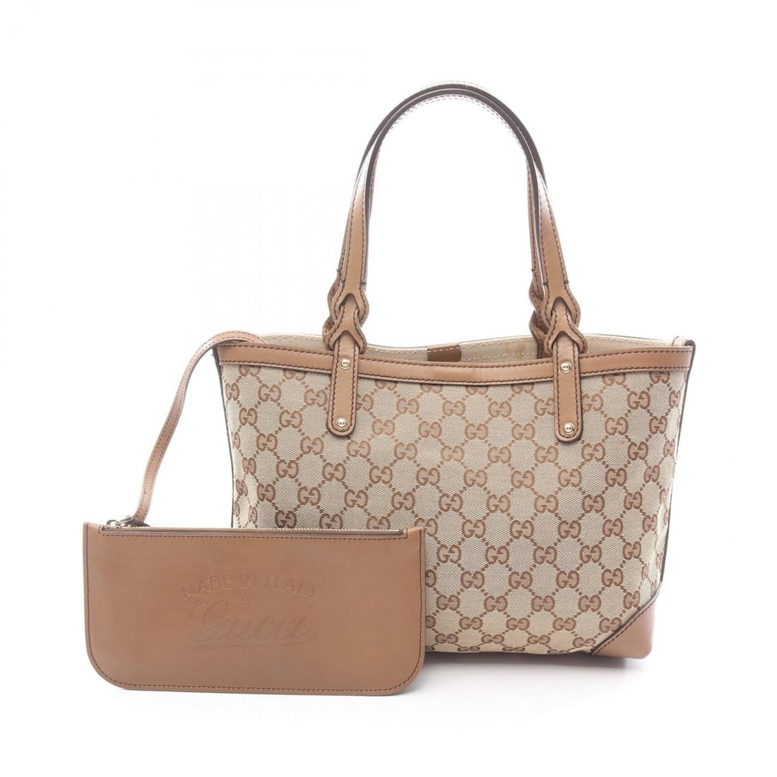 Gucci GG Canvas Tote Bag Handbag, and Leather, Women's, Beige/Brown, Item Number 269878 (1 of 15)