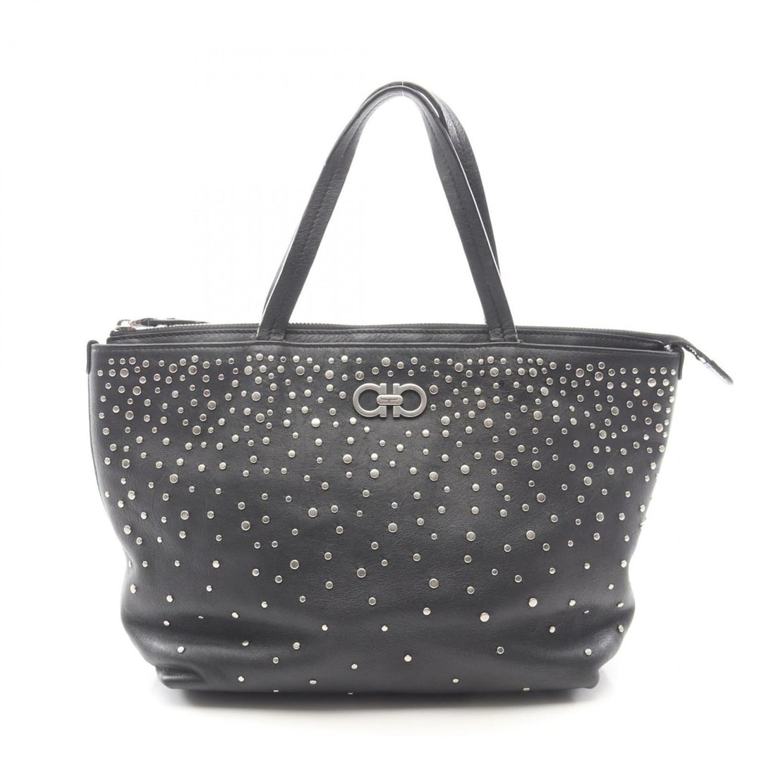 Salvatore Ferragamo Gancini Tote Bag Handbag Leather Women's Black: --- Catalog ---Category: SizeSize (HxWxD): 21.5cm x 25cm x 10.5cm / 8.46'' x 9.84'' x 4.13''Category: DesignType: Handbag, Tote bagColor: BlackGender: WomenMaterial: Leather Category: GeneralBrand: Sa