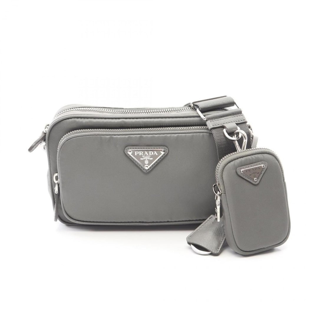 Prada PRADA Re-Nylon Mini Shoulder Bag Handbag Nylon Saffiano Leather Women's Gray 1BH226: --- Catalog ---Category: SizeSize (HxWxD): 13cm x 20cm x 5cm / 5.11'' x 7.87'' x 1.96''Category: DesignType: Handbag, Pouch, Shoulder bagColor: GrayGender: WomenMaterial: Nylon , Leather Leather/Fur T