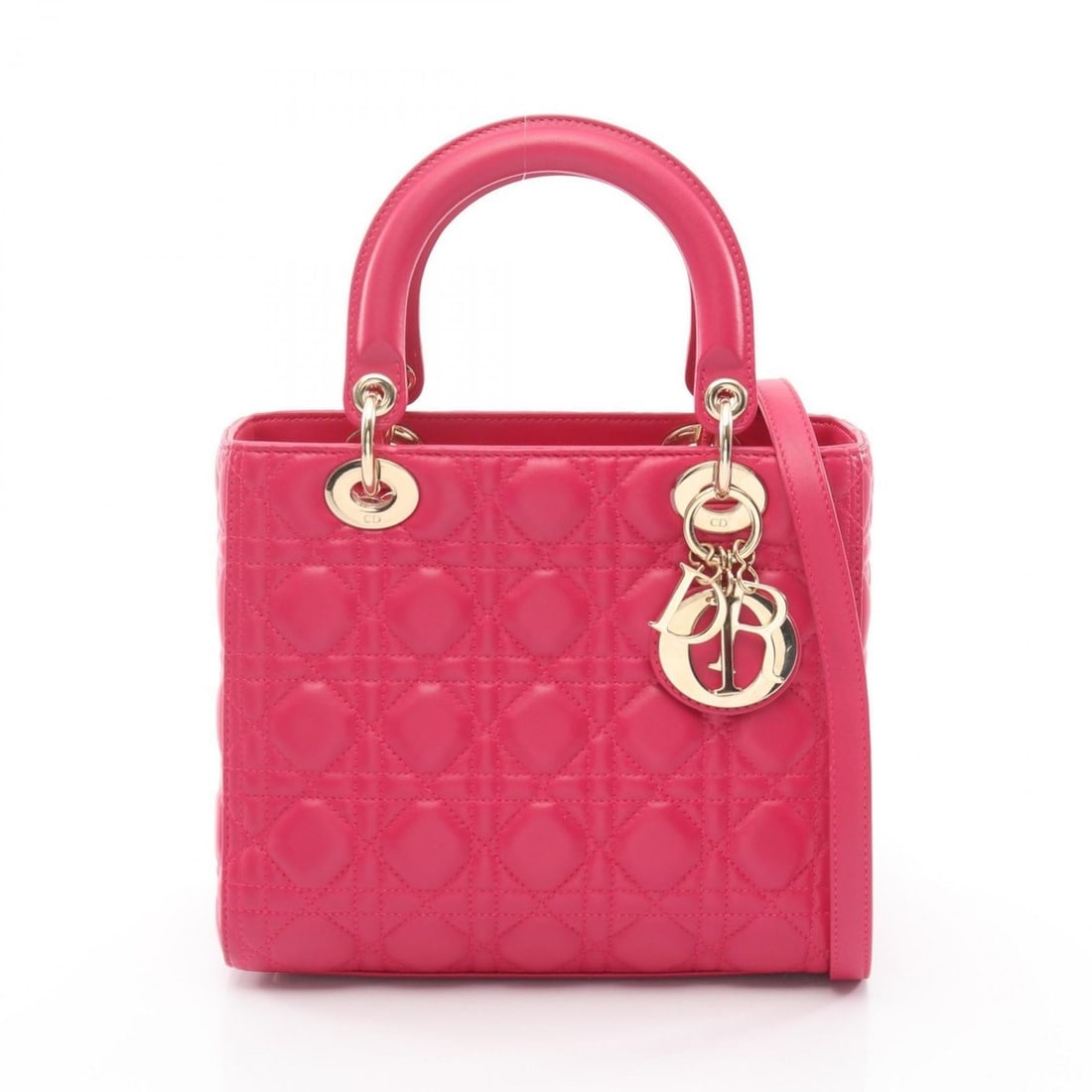 Christian Dior Dior LADY DIOR Cannage Handbag, Leather, Women's, Pink: --- Catalog ---Category: SizeSize (HxWxD): 20cm x 24cm x 11cm / 7.87'' x 9.44'' x 4.33''Category: DesignType: HandbagColor: PinkGender: WomenMaterial: Leather Category: GeneralBrand: Christian Dior---
