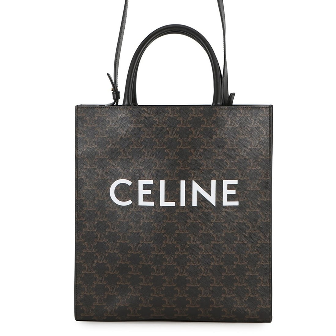 Celine Triomphe Vertical Cabas Medium Tote Bag 194432 CELINE 2-way Shoulder Black Handbag (1 of 17)