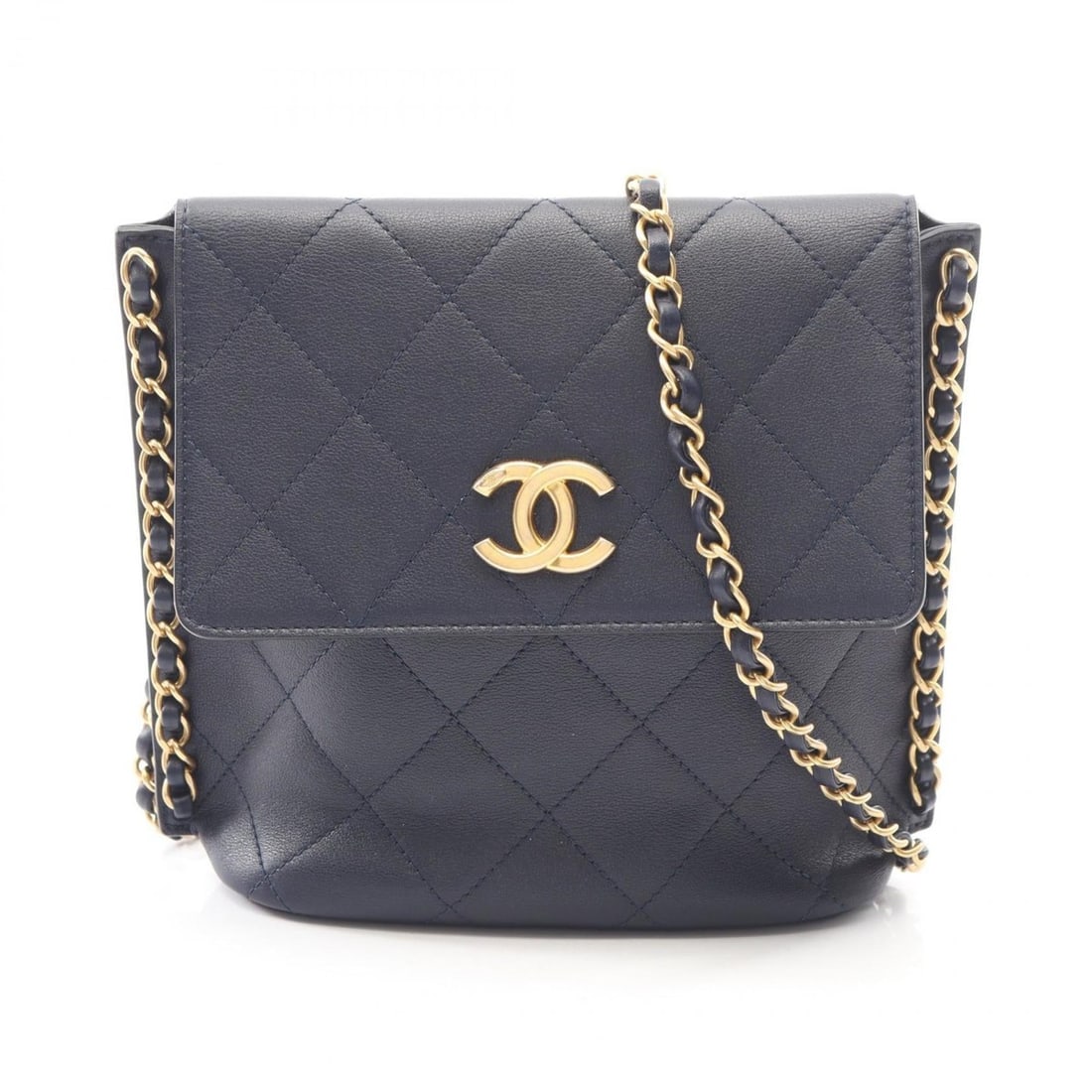 Chanel Matelassé Shoulder Bag/Handbag, Lambskin Leather, Women's, Navy, AS2542 (1 of 15)