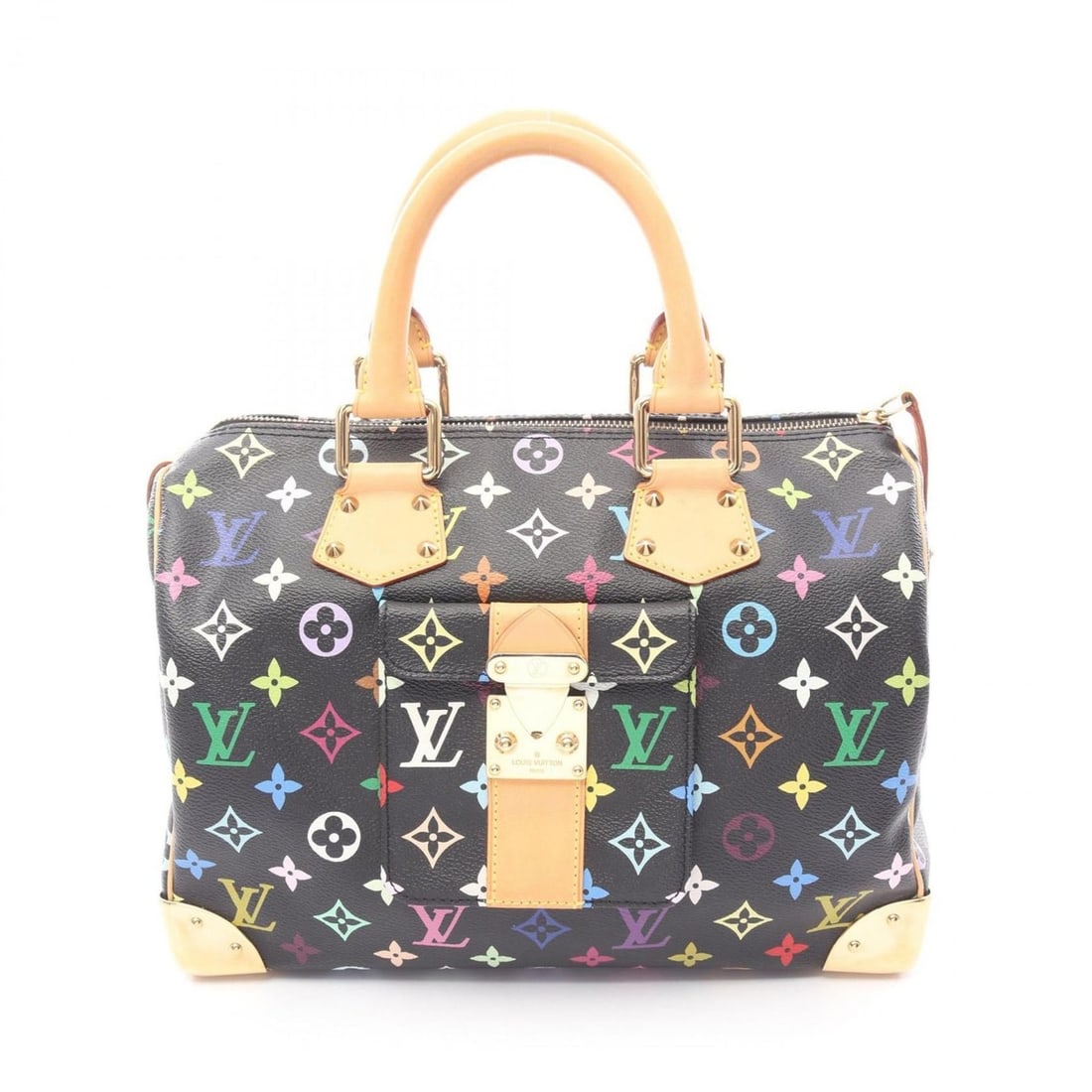 Louis Vuitton Speedy 30 Handbag, Coated Canvas and Leather, Monogram Multicolor, Women's, Black: --- Catalog ---Category: SizeSize (HxWxD): 22cm x 31cm x 17cm / 8.66'' x 12.2'' x 6.69''Category: DesignType: HandbagColor: Multi-color, NoirGender: WomenMaterial: Coated canvas , Leather Category: Ge
