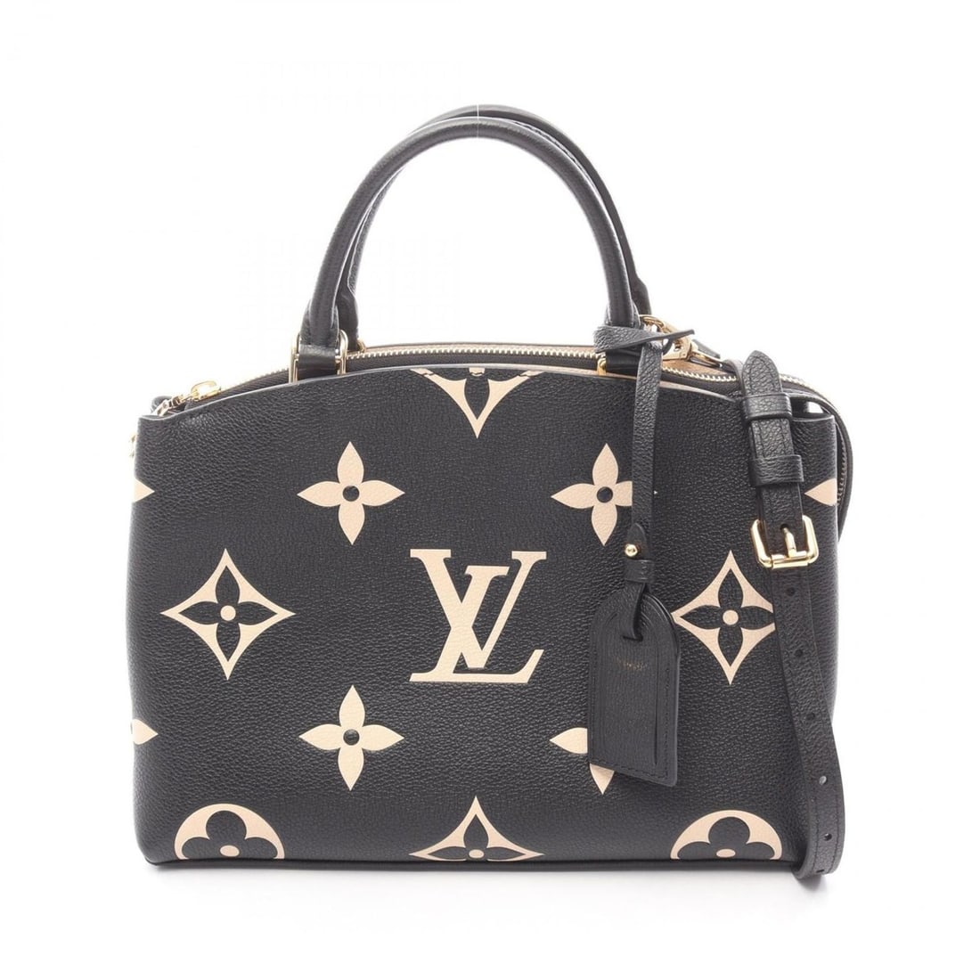 Louis Vuitton Petit Palais PM Bicolor Handbag, Leather, Monogram Empreinte, Women's, Black/Beige,: --- Catalog ---Category: SizeSize (HxWxD): 21cm x 28cm x 13cm / 8.26'' x 11.02'' x 5.11''Category: DesignType: HandbagColor: Beige, BlackGender: WomenMaterial: Monogram Empreinte , Leather Category: G