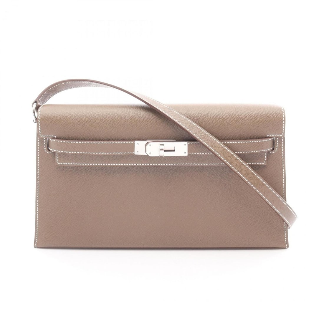 Hermes Kelly Elan Shoulder Bag/Handbag, Leather, Veau Madame, Women's, Gray: --- Catalog ---Category: SizeSize (HxWxD): 16cm x 28cm x 4cm / 6.29'' x 11.02'' x 1.57''Category: DesignType: Handbag, Shoulder bagColor: GrayGender: WomenHardware Color: SilverCategory: GeneralBrand: