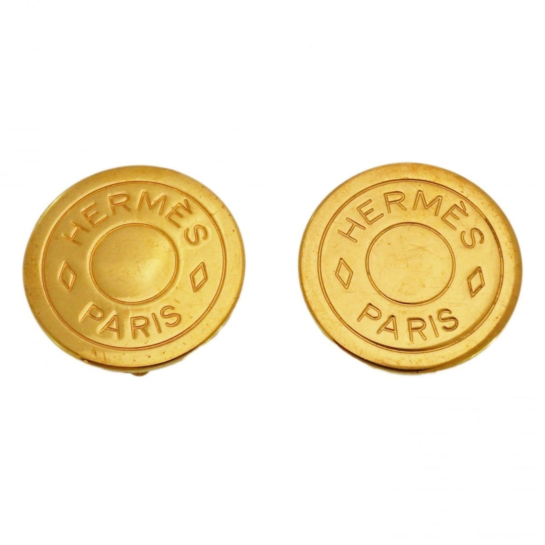 Hermes Earrings, Sellier, GP Plated, Gold, Women's: --- Catalog ---Category: SizeSize (HxWxD): 20.00mm x 20.00mm / 0.79'' x 0.79''Category: DesignType: Clip earringsColor: GoldGender: WomenMaterial: Gold platingCategory: GeneralBrand: Hermes--- Item Li