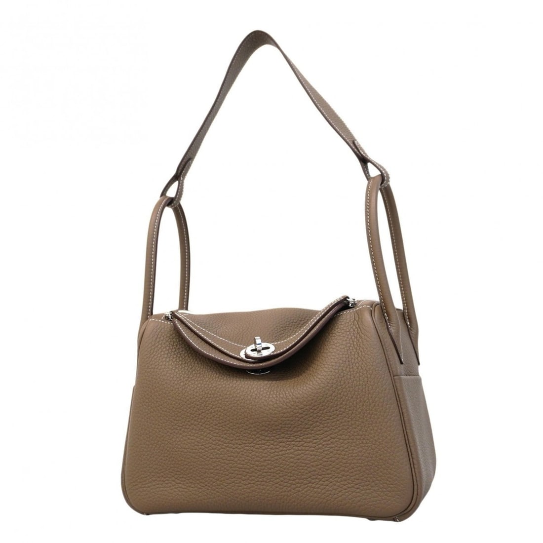 Hermes Lindy 26 Handbag, Taurillon Clemence Leather, Etoupe, U Stamp, 2-way Bag for Women, P2483673 (1 of 13)