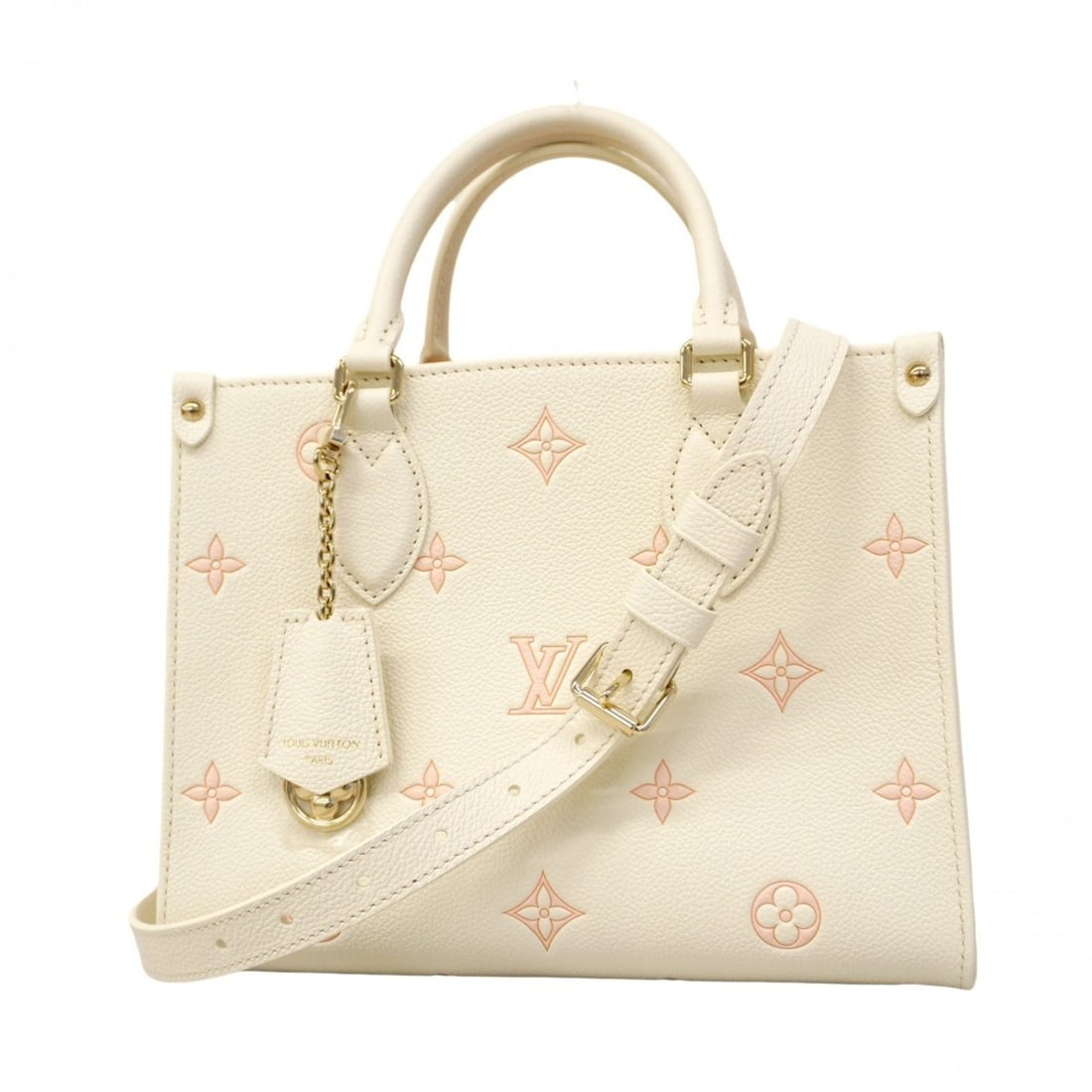 Louis Vuitton Monogram Empreinte OnTheGo PM Handbag M28313 Milky White Peach 2-way bag for women: --- Catalog ---Category: SizeSize (HxWxD): 19cm x 25cm x 11cm / 7.48'' x 9.84'' x 4.33''Category: DesignType: HandbagColor: Peach, WhiteGender: WomenCategory: GeneralMPN: M28313Brand: Louis Vuitton---
